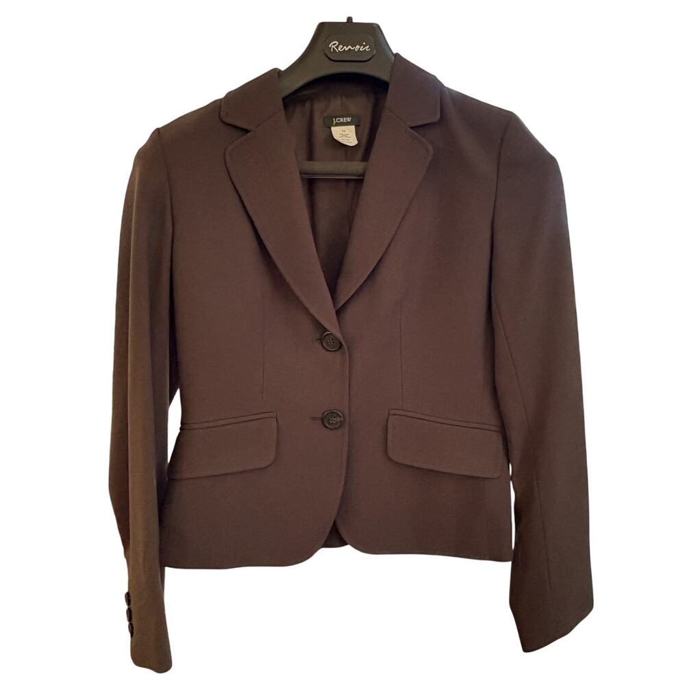 J Crew Women’s Brown Blazer, Two Buttons, Sz 4, Wool, Fully Lined, Career Wear